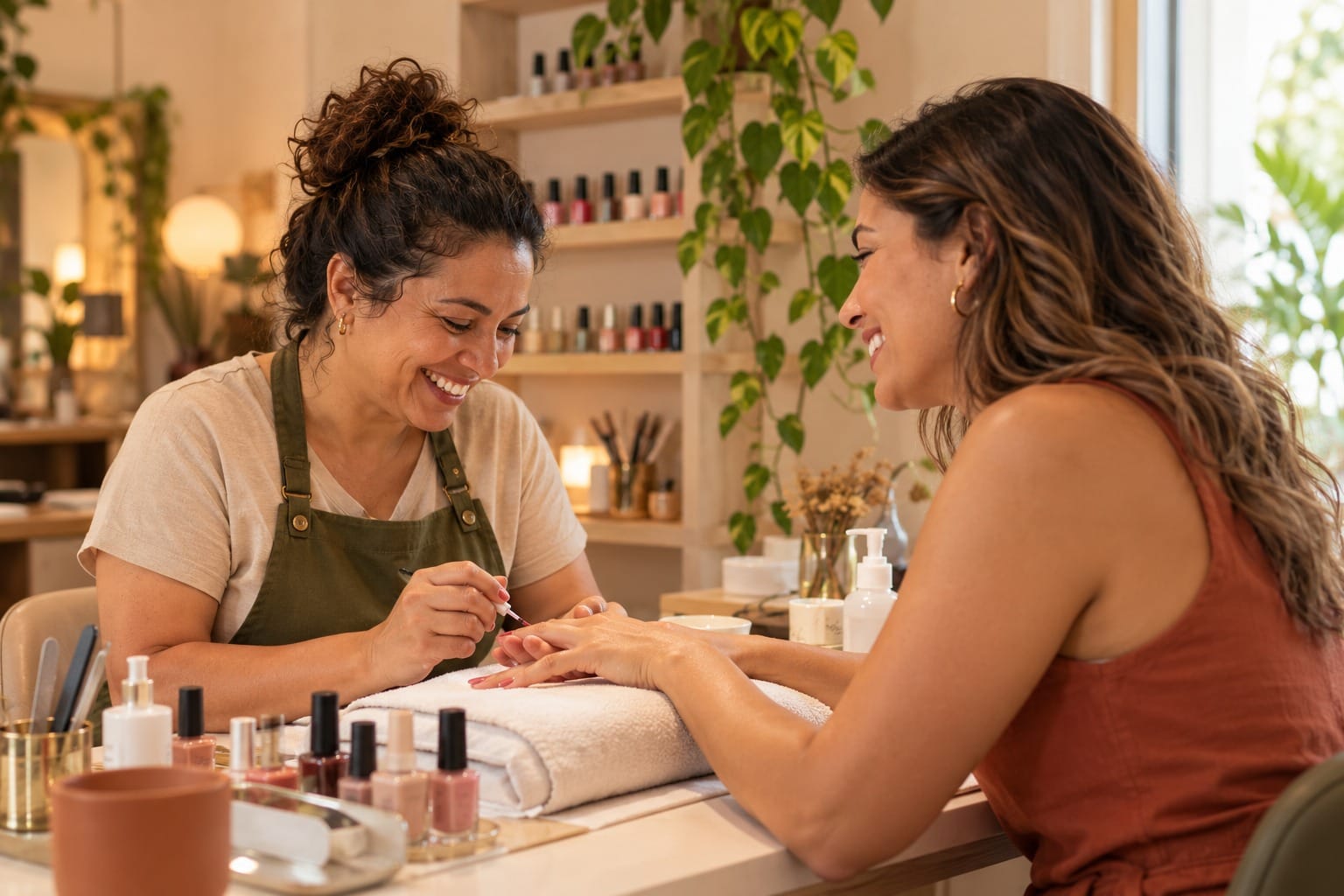 Manicure atendendo uma cliente